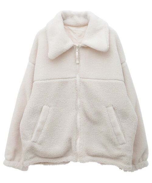 Green　Parks（グリーンパークス）の「リバーシブルコンビボアブルゾン（ブルゾン・レディース・グレイッシュベージュ/サックスブルー/ホワイト系その他2・FREE）」の17枚目の写真