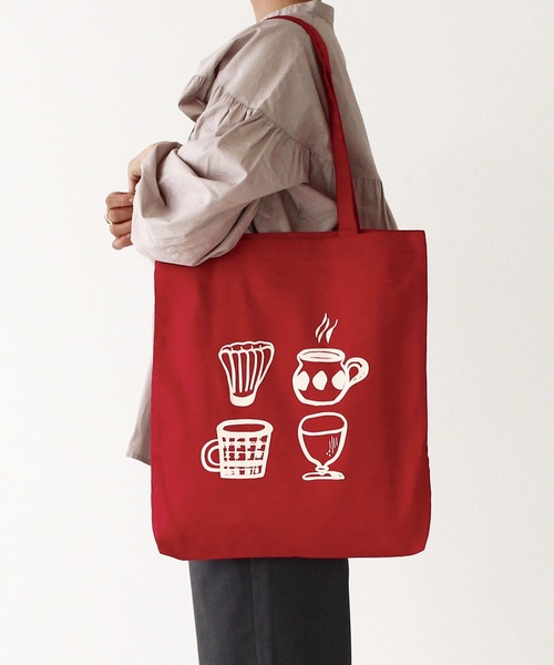 contra bo nepre(コントラ ボ ネプレ )の「【contra bo nepre/コントラ ボ ネプレ】トートバッグ decorer tote tea time(トートバッグ・レディース・レッド・FREE)」の1枚目の写真