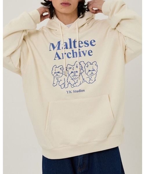WaiKei(ワイケイ)の「【UNISEX】Wai Kei/マルチーズラインフーディー(ウラケ)(パーカー・レディース・アイボリー/スカイブルー/ボルドー・MEDIUM/LARGE)」の1枚目の写真