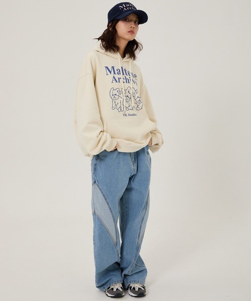 WaiKei(ワイケイ)の「【UNISEX】Wai Kei/マルチーズラインフーディー(ウラケ)(パーカー・レディース・アイボリー/スカイブルー/ボルドー・MEDIUM/LARGE)」の11枚目の写真
