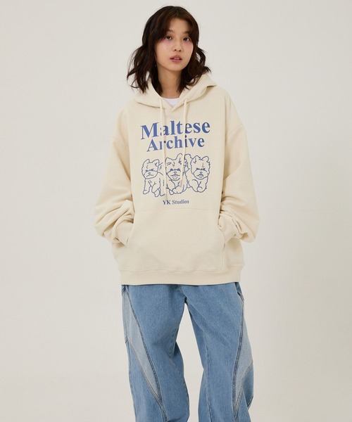 WaiKei(ワイケイ)の「【UNISEX】Wai Kei/マルチーズラインフーディー(ウラケ)(パーカー・レディース・アイボリー/スカイブルー/ボルドー・MEDIUM/LARGE)」の12枚目の写真