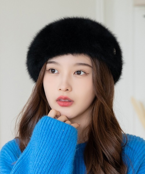 paravion（パラビオン）の「シャギーベレー帽（ハンチング/ベレー帽・レディース・ブラック/ホワイト・FREE）」の2枚目の写真