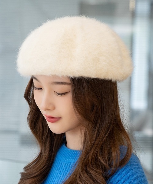 paravion（パラビオン）の「シャギーベレー帽（ハンチング/ベレー帽・レディース・ブラック/ホワイト・FREE）」の4枚目の写真