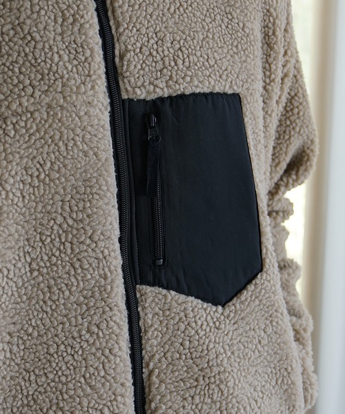 MinoriTY(マイノリティ)の「【MinoriTY select】シープボアジップアップブルゾン ジャケット メンズ オーバーサイズ ルーズフィット ビッグシルエット 冬服(ブルゾン・メンズ・ホワイト/ブラック/ベージュ/ブラウン・LL/M/L)」の14枚目の写真