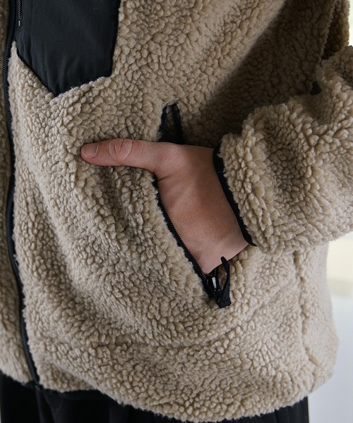 MinoriTY(マイノリティ)の「【MinoriTY select】シープボアジップアップブルゾン ジャケット メンズ オーバーサイズ ルーズフィット ビッグシルエット 冬服(ブルゾン・メンズ・ホワイト/ブラック/ベージュ/ブラウン・LL/M/L)」の15枚目の写真