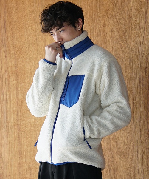 MinoriTY(マイノリティ)の「【MinoriTY select】シープボアジップアップブルゾン ジャケット メンズ オーバーサイズ ルーズフィット ビッグシルエット 冬服(ブルゾン・メンズ・ホワイト/ブラック/ベージュ/ブラウン・LL/M/L)」の5枚目の写真