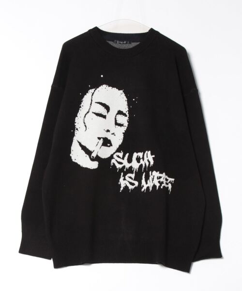 Bling Leads(ブリングリーズ)の「★Bling Leads★JQDクル-★Nニット(Tシャツ/カットソー・メンズ・グレー/ブラック・LARGE/MEDIUM)」の9枚目の写真