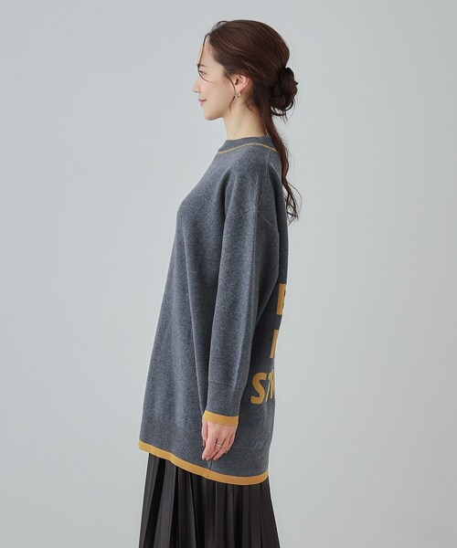 Cutie Blonde（キューティーブロンド）の「◆【S-LL】バックロゴがアクセント もちもちやわらかニットチュニック（チュニック・レディース・ネイビー系/ダークブラウン系1/グレー系/ブラック系1・04/03/02/01）」の22枚目の写真