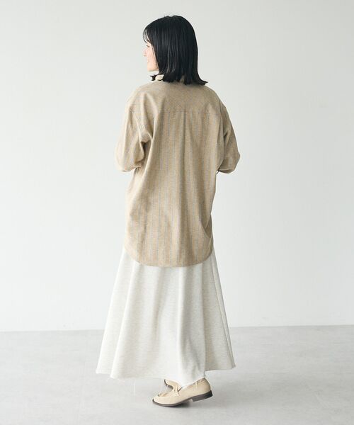 CRAFT STANDARD BOUTIQUE（クラフトスタンダードブティック）の「綿ビエラ起毛バンドカラーシャツ/24AW（シャツ/ブラウス・レディース・チャコールグレー/ブルー系その他5/アイボリー/レッド系その他7/ストライプ・FREE）」の12枚目の写真