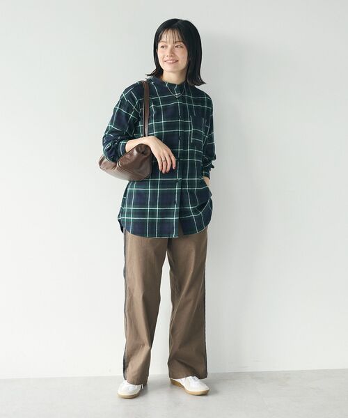 CRAFT STANDARD BOUTIQUE（クラフトスタンダードブティック）の「綿ビエラ起毛バンドカラーシャツ/24AW（シャツ/ブラウス・レディース・チャコールグレー/ブルー系その他5/アイボリー/レッド系その他7/ストライプ・FREE）」の16枚目の写真