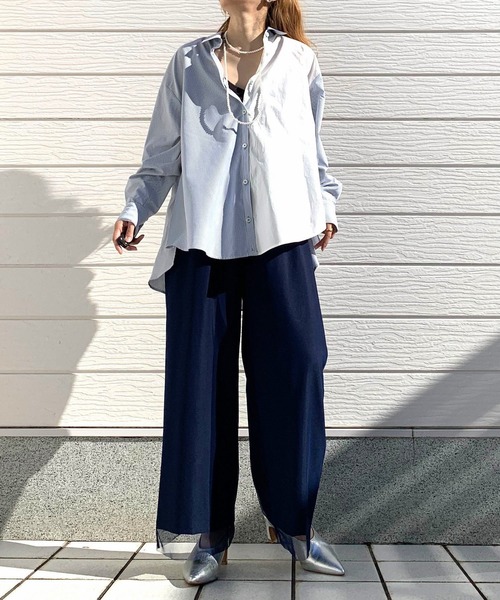 Q（キュー）の「チュールドッキングスポーツパンツ（その他パンツ・レディース・ネイビー/ライトベージュ・MEDIUM）」の22枚目の写真