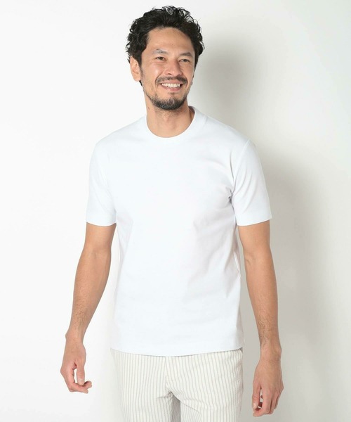 MEN'S BIGI(メンズビギ)の「【ACTIVE TAILOR/アクティブテイラー】シルケット加工クルーネックTシャツ<接触冷感><UVカット>(Tシャツ/カットソー・メンズ・ブラウン/ホワイト/ネイビー/グレー/ブラック・04/02/01/03)」の14枚目の写真