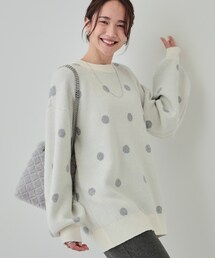 DRESKIP | 【洗える/S-LL】 ドット柄が目を惹く ゆったりジャカードニット(ニット/セーター)