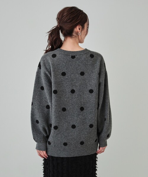 セール】【洗える/S-LL】 ドット柄が目を惹く ゆったりジャカード