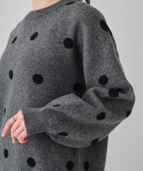 DRESKIP（ドレスキップ）の「【洗える/S-LL】 ドット柄が目を惹く ゆったりジャカードニット（ニット/セーター・レディース・ホワイト系3/ブラック系/グレー系・04/02/03/01）」の20枚目の写真