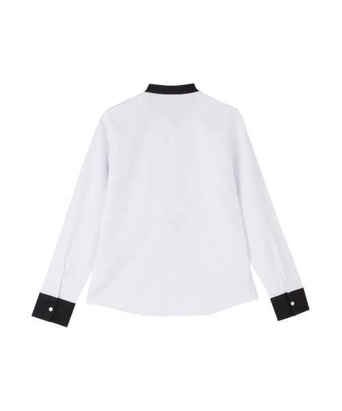 TOKYO SHIRTS(トウキョウシャツ)の「【吸水速乾】【COFREX】スタンド配色 レディース長袖シャツ(シャツ/ブラウス・レディース・グレー・M/L/LL/XL/S)」の4枚目の写真