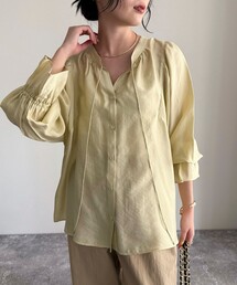 シャイニーシアー2WAYギャザーブラウス