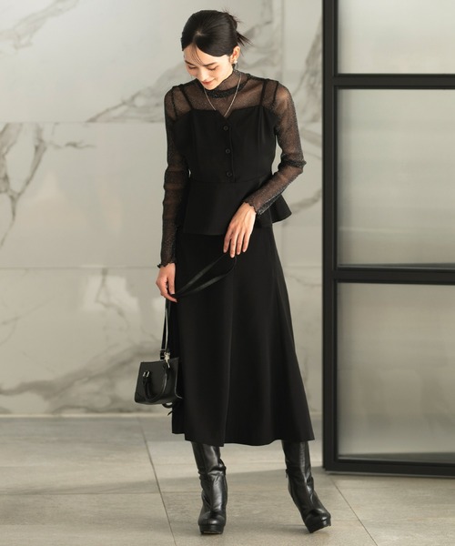 CELEN（セレン）の「【洗える/セットアップ対応/セレモニー】ドレープスカート 単品（スーツスカート・レディース・ネイビー/ブラウン/ブラック/グレー系その他・S/M/L/ST/MT/LT）」の12枚目の写真