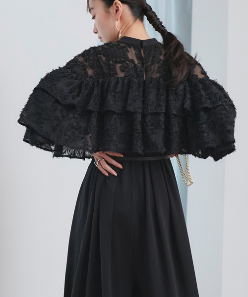 ルイルエブティック RUIRUE BOUTIQUE シアーカットジャカードコンビパンツドレス （ネイビー） オケージョンドレス 結婚式 ストレッチ 洗える ｜ 華やぎ