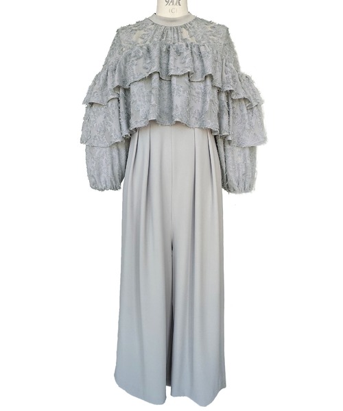 RUIRUE BOUTIQUE(ルイルエブティック)の「オケージョンドレス 結婚式 | シアー カットジャカード コンビ パンツドレス | 二次会 披露宴 パーティー 美脚 パーティードレス パンツスタイル オールインワン(パンツドレス・レディース・ネイビー/ブラック/ライトグレー・M/L/LL/S)」の18枚目の写真