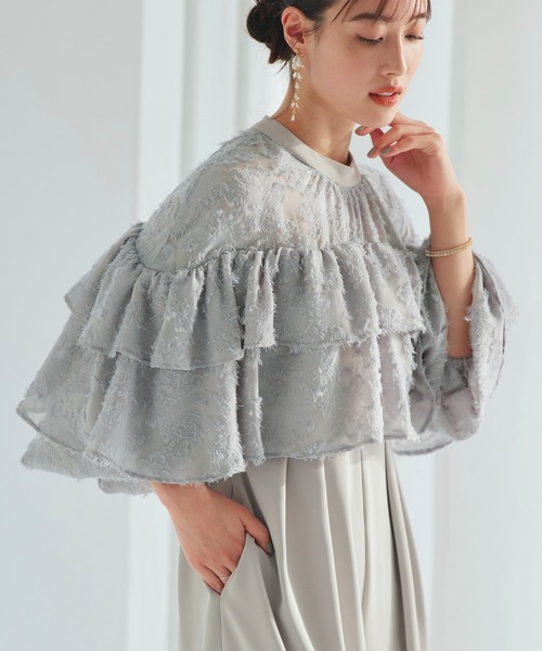 RUIRUE BOUTIQUE(ルイルエブティック)の「オケージョンドレス 結婚式 | シアー カットジャカード コンビ パンツドレス | 二次会 披露宴 パーティー 美脚 パーティードレス パンツスタイル オールインワン(パンツドレス・レディース・ネイビー/ブラック/ライトグレー・M/L/LL/S)」の6枚目の写真