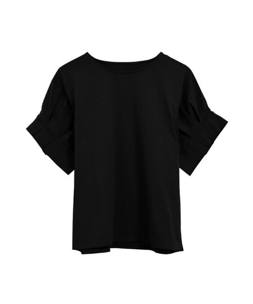 aquagarage(アクアガレージ)の「袖の太めプリーツが目を引くデザイン!袖プリーツカットソー(Tシャツ/カットソー・レディース・イエロー/グレイッシュベージュ/ブラック/チャコール/グリーン/オフホワイト・M)」の9枚目の写真