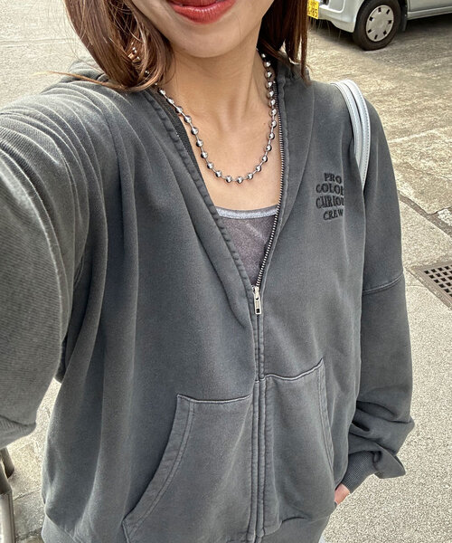 CIAOPANIC（チャオパニック）の「ピグメント刺繍ダブルZIPパーカー（パーカー・レディース・グレー/チャコールグレー/イエロー/ミント/パープル・FREE）」の15枚目の写真