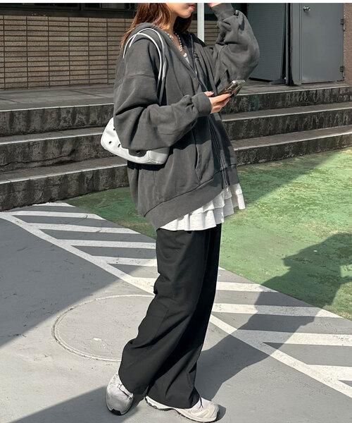 CIAOPANIC（チャオパニック）の「ピグメント刺繍ダブルZIPパーカー（パーカー・レディース・グレー/チャコールグレー/イエロー/ミント/パープル・FREE）」の20枚目の写真