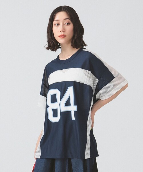 Ray BEAMS（レイビームス）の「メッシュ ナンバーロゴ ビッグ Tシャツ（Tシャツ/カットソー・レディース・ネイビー/ホワイト・ONE SIZE）」の2枚目の写真