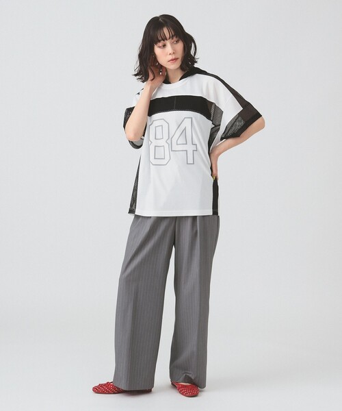 Ray BEAMS（レイビームス）の「メッシュ ナンバーロゴ ビッグ Tシャツ（Tシャツ/カットソー・レディース・ネイビー/ホワイト・ONE SIZE）」の3枚目の写真