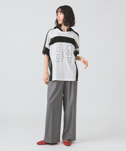 Ray BEAMS（レイビームス）の「メッシュ ナンバーロゴ ビッグ Tシャツ（Tシャツ/カットソー・レディース・ネイビー/ホワイト・ONE SIZE）」の4枚目の写真