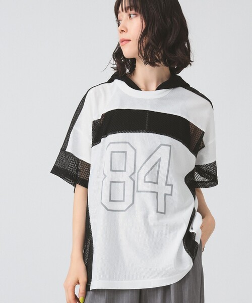 Ray BEAMS（レイビームス）の「メッシュ ナンバーロゴ ビッグ Tシャツ（Tシャツ/カットソー・レディース・ネイビー/ホワイト・ONE SIZE）」の5枚目の写真