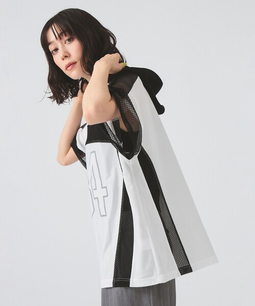 Ray BEAMS（レイビームス）の「メッシュ ナンバーロゴ ビッグ Tシャツ（Tシャツ/カットソー・レディース・ネイビー/ホワイト・ONE SIZE）」の6枚目の写真