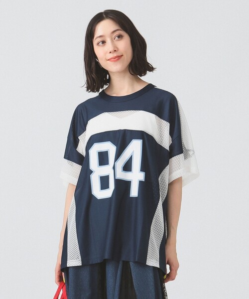 Ray BEAMS（レイビームス）の「メッシュ ナンバーロゴ ビッグ Tシャツ（Tシャツ/カットソー・レディース・ネイビー/ホワイト・ONE SIZE）」の9枚目の写真