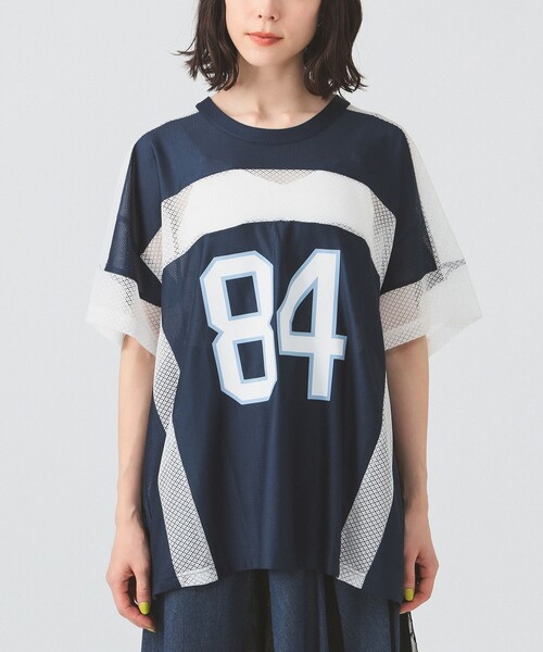 Ray BEAMS（レイビームス）の「メッシュ ナンバーロゴ ビッグ Tシャツ（Tシャツ/カットソー・レディース・ネイビー/ホワイト・ONE SIZE）」の11枚目の写真