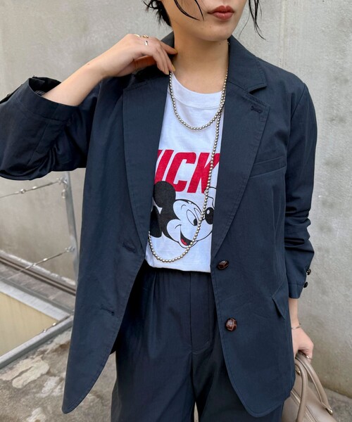 fredy emue（フレディエミュ）の「《セットアップ対応》綿ナイロンオーバージャケット（テーラードジャケット・レディース・ベージュ/ネイビー・38）」の4枚目の写真