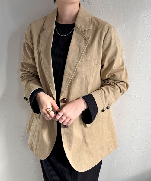 fredy emue（フレディエミュ）の「《セットアップ対応》綿ナイロンオーバージャケット（テーラードジャケット・レディース・ベージュ/ネイビー・38）」の21枚目の写真