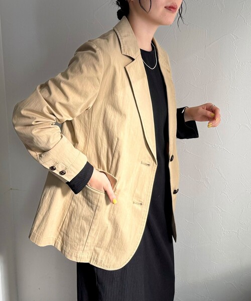 fredy emue（フレディエミュ）の「《セットアップ対応》綿ナイロンオーバージャケット（テーラードジャケット・レディース・ベージュ/ネイビー・38）」の19枚目の写真