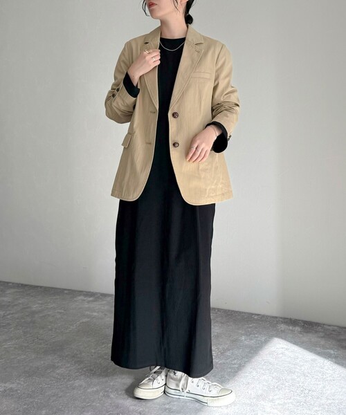 fredy emue（フレディエミュ）の「《セットアップ対応》綿ナイロンオーバージャケット（テーラードジャケット・レディース・ベージュ/ネイビー・38）」の15枚目の写真