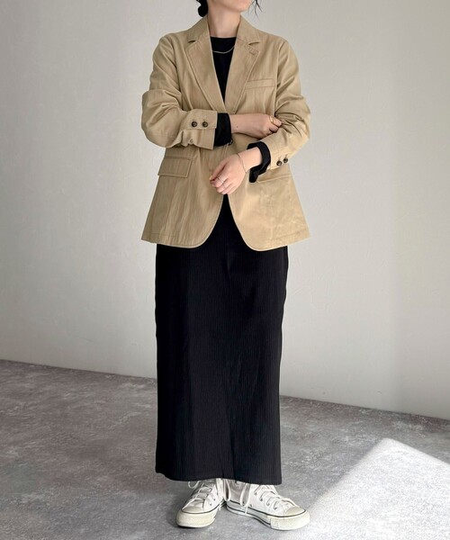 fredy emue（フレディエミュ）の「《セットアップ対応》綿ナイロンオーバージャケット（テーラードジャケット・レディース・ベージュ/ネイビー・38）」の14枚目の写真