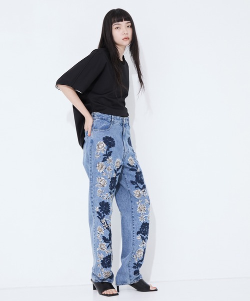 今期 新品！ CLANE FLOWER EMBROIDERY PANTS 刺繍 FLOWER EMBROIDERY PANTS(0 BEIGE): CLANE: WOMENS｜ STUDIOUS
