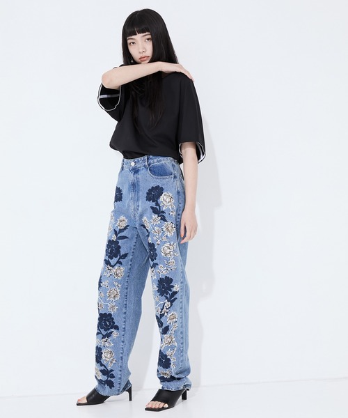 セール】【CLANE/クラネ】FLOWER EMBROIDERY PANTS/フラワーエン