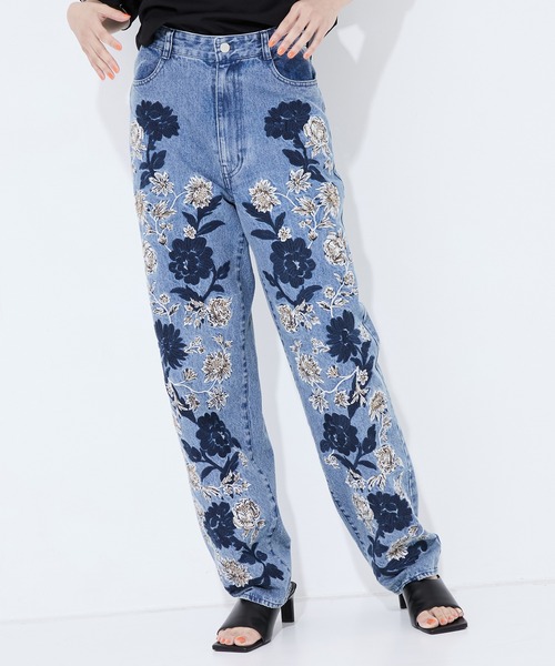 パンツ CLANE FLOWER EMBROIDERY PANTS セール】【CLANE/クラネ】FLOWER EMBROIDERY PANTS/フラワーエン