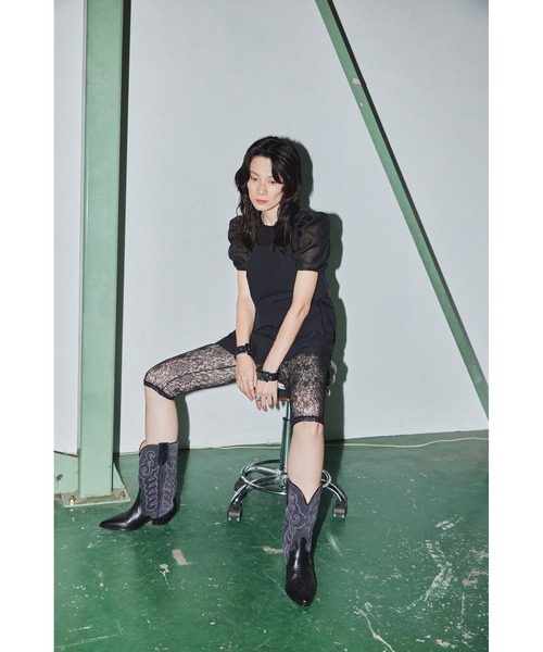 G.V.G.V.（ジーヴィージーヴィー）の「D-RING PUFF SLV RIB TOP（Tシャツ/カットソー・レディース・ホワイト/ブラック・ONE SIZE）」の13枚目の写真