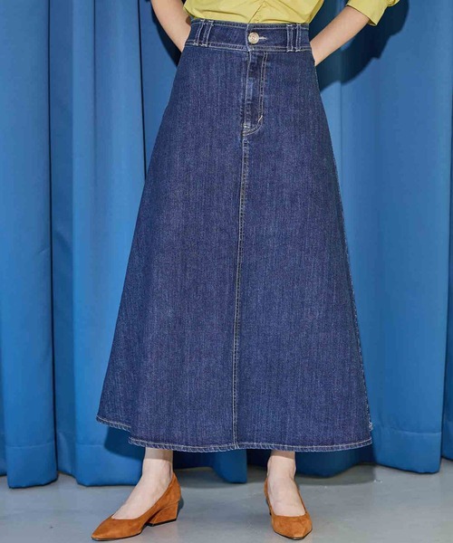 SOMETHING（サムシング）の「SOMETHING　スプレッドデニムスカート（デニムスカート・レディース・ブルー/ライトインディゴブルー・SMALL/MEDIUM/LARGE）」の3枚目の写真