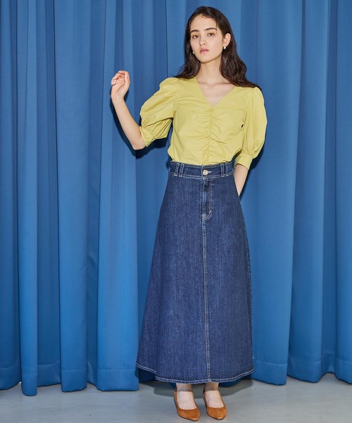 SOMETHING（サムシング）の「SOMETHING　スプレッドデニムスカート（デニムスカート・レディース・ブルー/ライトインディゴブルー・SMALL/MEDIUM/LARGE）」の13枚目の写真