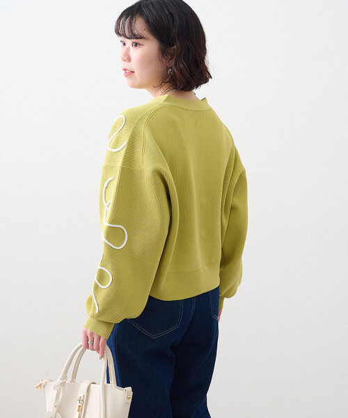 Remind me and forever(リマインドミーアンドフォーエバー)の「【2025 Spring/Summer】ライン刺繍ニットカーディガン(カーディガン/ボレロ・レディース・イエロー/オフホワイト/ブルー/ネイビー・FREE)」の15枚目の写真
