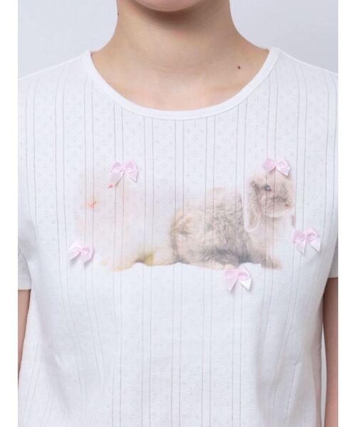 merry jenny（メリージェニー）の「ラビットribbon Tシャツ（Tシャツ/カットソー・レディース・オフホワイト/ブルー/ライトグレー・FREE）」の7枚目の写真