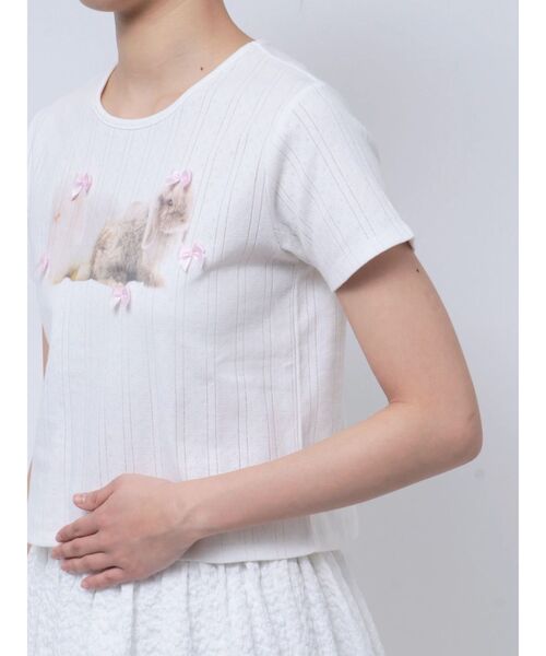 merry jenny（メリージェニー）の「ラビットribbon Tシャツ（Tシャツ/カットソー・レディース・オフホワイト/ブルー/ライトグレー・FREE）」の8枚目の写真