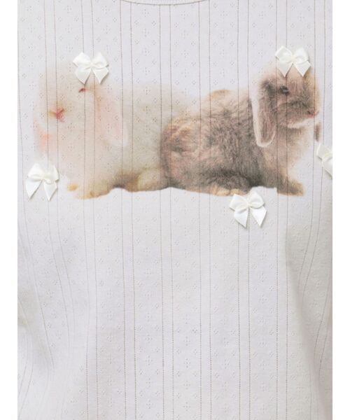 merry jenny（メリージェニー）の「ラビットribbon Tシャツ（Tシャツ/カットソー・レディース・オフホワイト/ブルー/ライトグレー・FREE）」の12枚目の写真